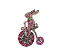 Spilla a forma di coniglio per bicicletta scintillante - Zirconia cubica scintillante, accessorio per donne e uomini, in zircone cubico per abbigliamento | ideale per Pasqua | accessorio alla moda e