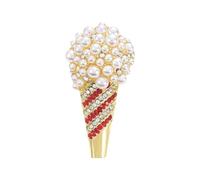 Spilla a forma di cono gelato alla moda con dettagli di perle di cristallo, elegante spilla per giacche, cardigan, abiti, accessori antiscivolo