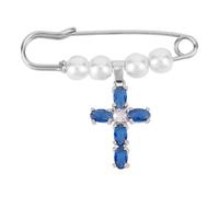 Spilla a Forma di Croce Blu, Cristiana Matrimonio Ciondolo per Bouquet da Sposa Regali per Addio al Nubilato da Mamma Sorella Amica Spilla Si Fissa al Bouquet Alla Giarrettiera All'Abito