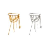 Spilla a forma di croce punk, con stella, Y2K, spilla di sicurezza da donna (oro e argento)