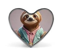 Spilla a forma di cuore a forma di bradipo, per zaini o risvolti, spilla per San Valentino, anniversario