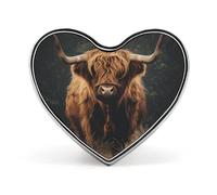 Spilla a forma di cuore a forma di mucca delle Highland, spilla per zaino, giacche, cappelli, decorazione