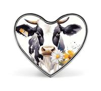 Spilla a forma di cuore a forma di mucca e margherita ad acquerello, in lega di alluminio, alla moda, squisite, per abiti alla moda, cappelli, borse, abiti, cravatte, accessori da sposa, gioielli