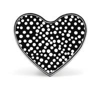 Spilla a forma di cuore a pois bianchi e neri, graziosa spilla a forma di cuore, spilla a bottone per zaini, giacche, cappell