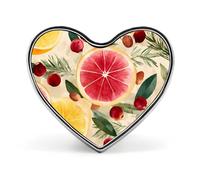 Spilla a forma di cuore alla moda con foglie di rosmarino e pompelmo e mirtilli rossi, spilla da bavero, distintivo per borsa, maglietta, festa, gioielli personalizzati