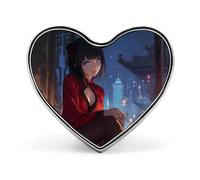 Spilla a forma di cuore alla moda con ragazze anime che indossano calze nere, spilla da bavero, distintivo per borsa, maglietta, festa, gioielli personalizzati