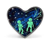 Spilla a forma di cuore che si illumina al buio, spilla a forma di cuore, in lega di alluminio, per accessori e regali