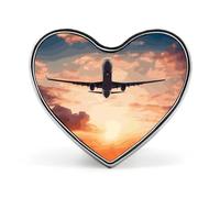 Spilla a forma di cuore con aereo tramonto cielo carino in lega di alluminio distintivo alla moda spille squisite per abito alla moda cappello borsa vestito cravatta accessori da sposa gioielli regalo
