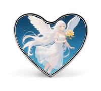 Spilla a forma di cuore con angelo dai capelli bianchi in lega di alluminio carino spilla alla moda squisita spille per abito alla moda cappello borsa vestito cravatta accessori da sposa gioielli