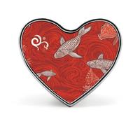 Spilla a forma di cuore con animale del Mar Rosso, spilla a forma di cuore per accessori da uomo e da donna, spille da bavero in smalto leggero da 1 pollice, bottoni per zaini, cappelli, borse, cordin