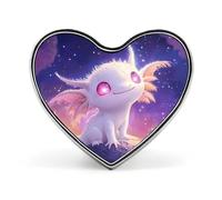Spilla a forma di cuore con axolotl luminosi, pianeti e universi, elegante decorazione per zaini e cappelli.
