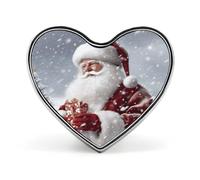 Spilla a forma di cuore con Babbo Natale e neve, in lega di alluminio, regalo per San Valentino, spille per giacche, zaini e altri vestiti
