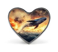 Spilla a forma di cuore con balena, fuoco e acqua, a forma di cuore, accessorio per abbigliamento, gioielli, regali per feste di nozze