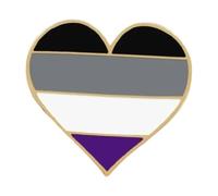 Spilla a forma di cuore con bandiera asessuale per abbigliamento e accessori, normale, Metallo non prezioso