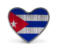 Spilla a forma di cuore con bandiera Cuba, in legno, per cravatta, abiti, matrimoni, compleanni, per uomini e donne, Love form, Metallo