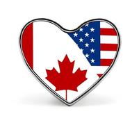 Spilla a forma di cuore con bandiera del Canada e degli Stati Uniti, accessorio per abbigliamento e gioielli per uomo e donna.