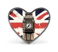 Spilla a forma di cuore con bandiera del Regno Unito e Big Ben di Londra, stile vintage, per zaini, giacche, cappelli, decorazione