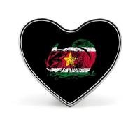 Spilla a forma di cuore con bandiera del Suriname, spilla in metallo a forma di cuore, per uomo e donna, per abbigliamento, borsa, cappello, gioielli, accessori