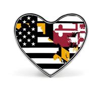 Spilla a forma di cuore con bandiera dello Stato del Maryland, ideale per uomini e donne. Accessori per cappelli, abbigliamento e abbigliamento, regali per feste di matrimonio.