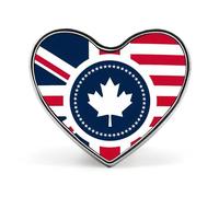 Spilla a forma di cuore con bandiera di USA, Regno Unito e Canada, accessorio per abbigliamento e gioielli per uomo e donna.