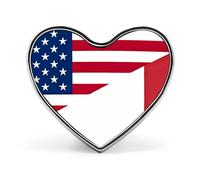 Spilla a forma di cuore con bandiera USA e Italia, accessorio per abbigliamento e gioielli per uomo e donna.