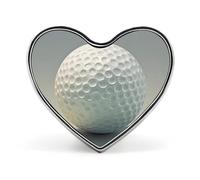 Spilla a forma di cuore con bottone a forma di pallina da golf, bavero in lega, personalizzata divertente con bottone, cuore smaltata, novità unica, spilla carina p