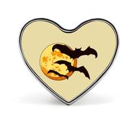 Spilla a forma di cuore con bottone a forma di pipistrello demone, decorazione con grafica, cappello, abbigliamento, borsa