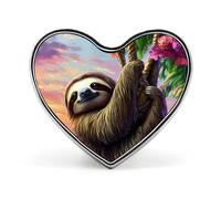Spilla a forma di cuore con bradipo a forma di animale, spilla per zaino, giacche, cappelli, decorazione
