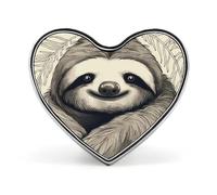 Spilla a forma di cuore con bradipo, il mio animale totem, in lega, da bavero, spille divertenti e originali in smalto, spille personalizzate a forma di cuore per giacche e borse.