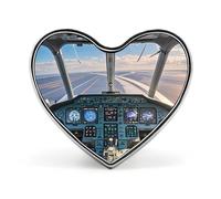 Spilla a forma di cuore con cabina di pilotaggio di un aereo, un gatto e luci di Natale per zaini o risvolti, spilla per San Valentino, anniversario
