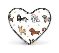 Spilla a forma di cuore con cane bassotto, hu o shih tzu, elegante decorazione per zaini e cappelli.
