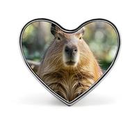 Spilla a forma di cuore con capibara dagli occhi chiusi, spilla da bavero in lega, spilla smaltata divertente e originale, spilla a bottone personalizzata, spilla a forma di cuore per giacche e bors