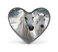 Spilla a forma di cuore con cavalli bianchi, in lega di alluminio, alla moda, squisite, spille per abiti alla moda, cappelli, borse, cravatte, accessori per matrimoni, gioielli, regalo smaltato