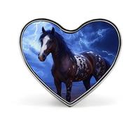 Spilla a forma di cuore con cavallo e tuono, accessorio per abbigliamento e gioielli per uomo e donna.
