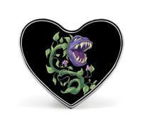 Spilla a forma di cuore con ciondolo a forma di pianta carnivora, in alluminio, ideale per decorare zaini e cappelli.