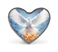 Spilla a forma di cuore con colomba dello Spirito Santo bianca, spilla da colletto per accessori per borse, giacche e vestiti, forma d'amore, stile