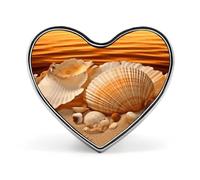 Spilla a forma di cuore con conchiglie e sabbia, per donne e uomini, accessori alla moda per cappelli, borse, giacche, cappotti, regali di giorno