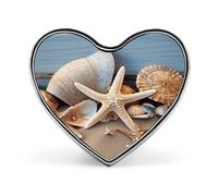 Spilla a forma di cuore con conchiglie, stella marina, sabbia, per donne e uomini, accessori alla moda per cappelli, borse, giacche, cappotti, regali di giorno
