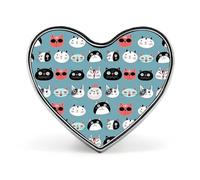 Spilla a forma di cuore con divertenti ritratti di gatti