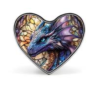 Spilla a forma di cuore con drago viola, divertente spilla da bavero personalizzata per abbigliamento e accessori per borse.