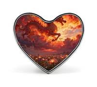 Spilla a forma di cuore con drago volante, spilla con drago volante per zaini o risvolti, spilla per San Valentino, anniversario