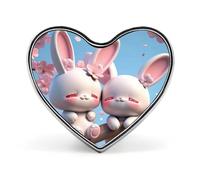 Spilla a forma di cuore con due conigli rosa, due gru al tramonto per zaini o risvolti, spilla per San Valentino, anniversario