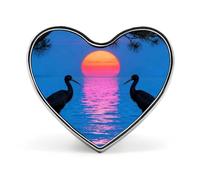 Spilla a forma di cuore con due gru al tramonto, spilla con due gru al tramonto per zaini o risvolti, spilla per San Valentino, anniversario