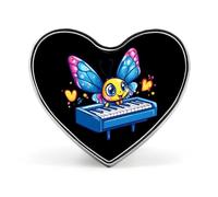 Spilla a forma di cuore con farfalla che suona il pianoforte, spilla per zaino, giacche, cappelli, decorazione