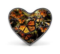 Spilla a forma di cuore con farfalle monarca arancione, elegante spilla a forma di cuore, divertente, personalizzata, alla moda, graziosa spilla a forma di cuore, per borse, giacche, vestiti