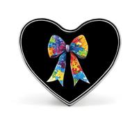 Spilla a forma di cuore con fiocco per la consapevolezza dell'autismo, accessorio per abbigliamento e gioielli per uomo e donna.