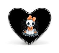 Spilla a forma di cuore con fiore, fantasma e pizzo per Halloween, graziosa spilla/bottone per zaini, giacche e cappelli.