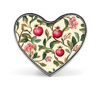 Spilla a forma di cuore con fiori e foglie di melograno, elegante decorazione per zaini e cappelli.
