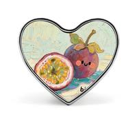 Spilla a forma di cuore con frutto della passione sorridente, albero in argento per zaini o risvolti, spilla per San Valentino, anniversario