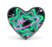 Spilla a forma di cuore con galassia verde - rosa, alla moda, personalizzata, squisita, in metallo, decorazione a forma di cuore, spilla per abbigliamento, zaino, cappello, giacche